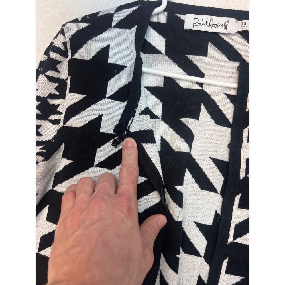 Rachel Antonoff Black White Houndstooth Cropped Cardigan Sweater Womens XS - Picture 5 of 6